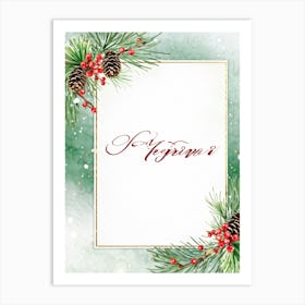 A Watercolor Interpretation Of A Modern Calligraphy Christmas Greeting Flourishes Adding An Elegant (1) Art Print