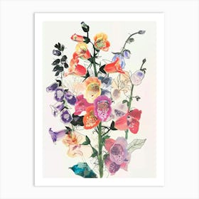 Foxglove 2 Collage Flower Bouquet Art Print