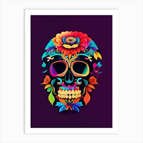 Skull With Vibrant Colors 2 Mexican Art Print