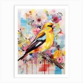 Bird Painting Collage American Goldfinch 4 Art Print