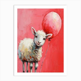 Cute Sheep 3 With Balloon Art Print