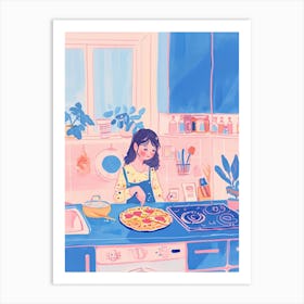 Girl Making A Pizza Lo Fi Kawaii Illustration 2 Art Print