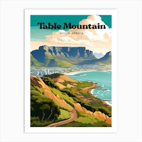 Table Mountain South Africa Landscape Travel Art Illustration Art Print