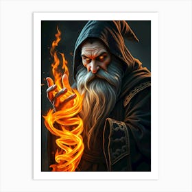 Wizard Holding A Flame Art Print