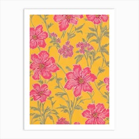 Delphinium Floral Print Retro Pattern1 Flower Art Print