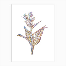 Stained Glass False Helleborine Mosaic Botanical Illustration on White n.0214 Art Print