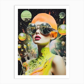 Retro Space Lady Collage 2 Art Print