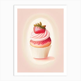 Strawberry Cupcakes, Dessert, Food Marker Art Illustration 2 Art Print