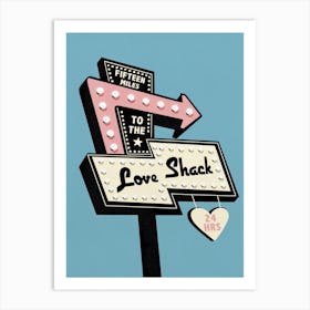 Blue Retro Love Shack, The B52's Art Print