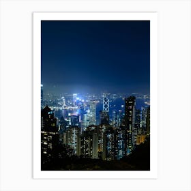 Hong Kong City At Night Art Print