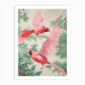 Vintage Japanese Inspired Bird Print Cardinal 3 Art Print