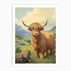 Blonde Highland Cow In The Valley 2 Art Print