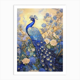 Blue Peacock Art Print