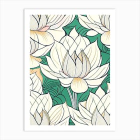 Lotus Flower Repeat Pattern Abstract Line Drawing 1 Art Print