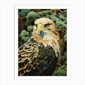 Ohara Koson Inspired Bird Painting Golden Eagle 2 Art Print