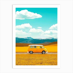 Vw Bus In The Desert Art Print