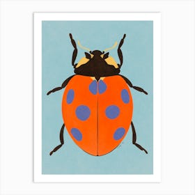 Orange and blue Ladybug Art Print