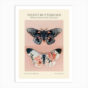 Velvet Butterflies Collection Textile Butterflies William Morris Style 5 Art Print