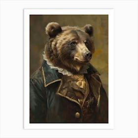 Victorian Animal Portrait, Royal Bear Vintage Print, Renaissance Animal Dark Moody Print, Dressed Animal Art, Animal Lover Gift Art Print