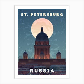 St. Petersburg, Russia — Retro travel minimalist poster Art Print