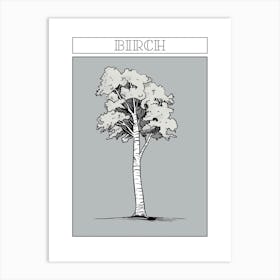 Birch Tree Minimalistic Drawing 3 Poster Art Print