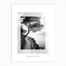 Poster Of Korcula, Croatia, Black And White Old Photo 2 Art Print