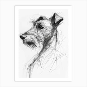 Irish Terrier Dog Charcoal Line 2 Art Print