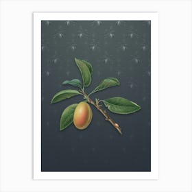 Vintage Armenian Plum Botanical on Slate Gray Pattern Art Print