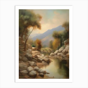 Forest Lake,Vintage Oil Painting,Farm Wall Decorations,Vintage Landscape,Vintage Landscape Oil Painting.4 2 Art Print