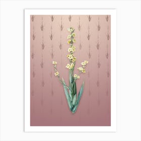 Vintage Pale Yellow Eyed Grass Botanical on Dusty Pink Pattern n.0056 Art Print