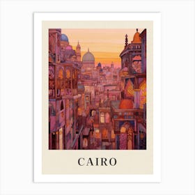 Cairo Egypt 1 Vintage Pink Travel Illustration Poster Art Print