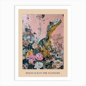 Dinosaur In The Flowers Illustration Poster Art Print