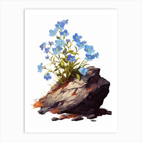 Forget Me Not Sprouting From A Rock (4) Art Print