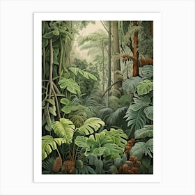 Vintage Jungle Botanical Illustration Swiss Cheese Plant 2 Art Print