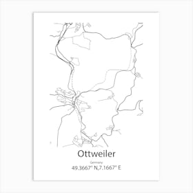 Ottweiler,Germany Minimalist Map Art Print