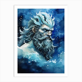  Watercolor Drawing Of Poseidon 6 Art Print