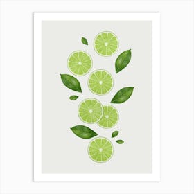 Lime Slices And Leaves 1 Art Print
