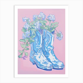 A Painting Of Cowboy Boots With Purple Lilac Flowers, Fauvist Style, Still Life 3 Art Print
