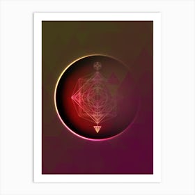 Geometric Neon Glyph on Jewel Tone Triangle Pattern 304 Art Print