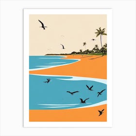 Crane Beach Barbados Midcentury Art Print
