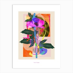 Flax Flower 3 Neon Flower Collage Poster Art Print