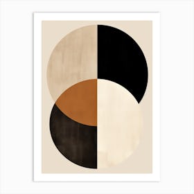 Bauhaus Reverie: Geometric Beige Circles Art Print