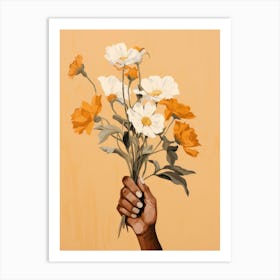 Flowers In A Hand Art Print