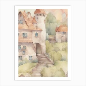 Watercolor Of A Castle Art Print