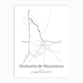 Ozuluama De Mascarenas,Mexico Minimalist Map Poster