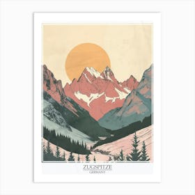Zugspitze Germany Color Line Drawing Drawing 2 Poster Art Print
