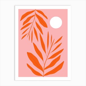 Orange Leaf Pink Sky Art Print