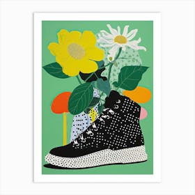 Floral Footprints: Artistic Sneaker Impressions Art Print