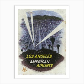 Vintage Travel Poster ― Los Angeles American Airlines Art Print