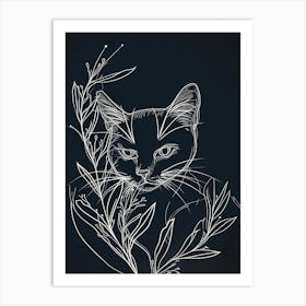 Ojos Azules Cat Minimalist Illustration 4 Art Print